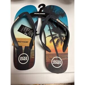 Jack & Jones NWT Sunset Flipflop Sandals Navy Blazer 8-10 Slip On Beach Resort
